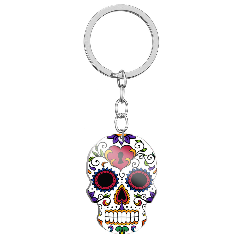 Wholesale Day of the Dead Skull Stainless Steel Keychains